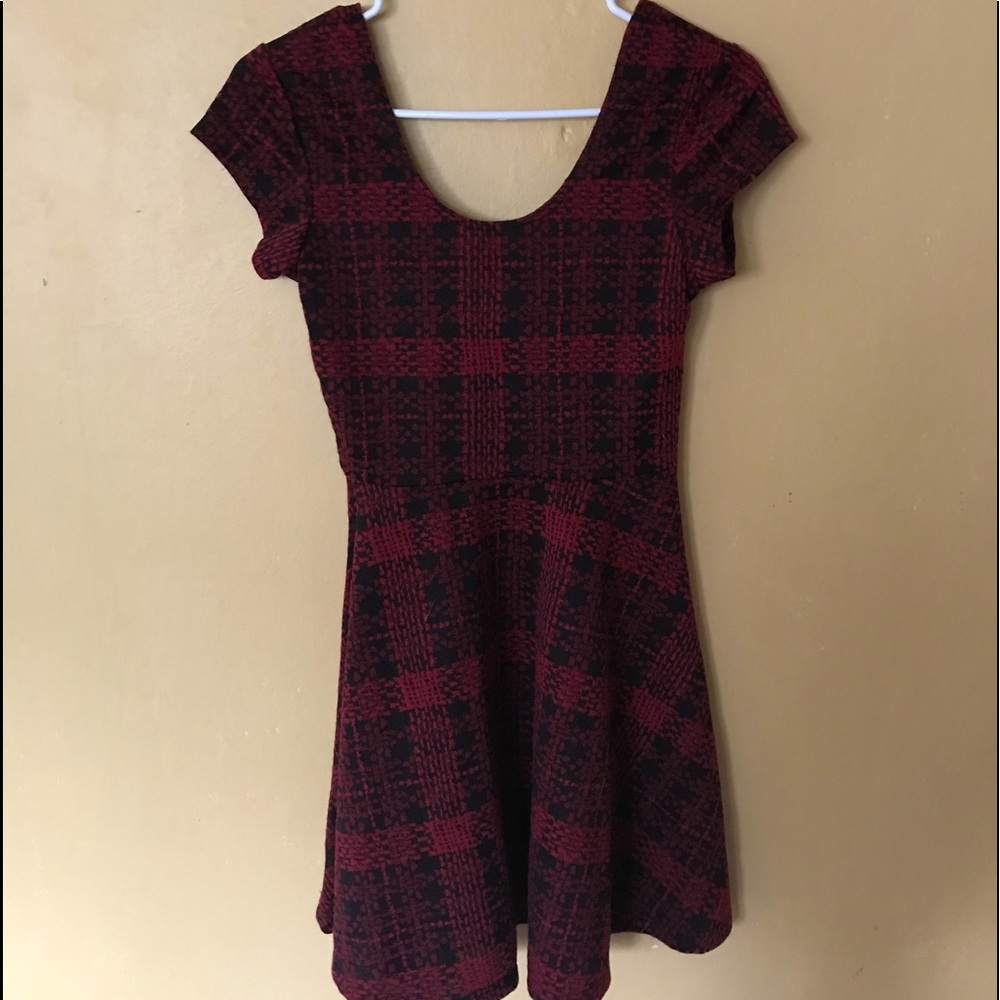Red and Black Plaid Skater Dress